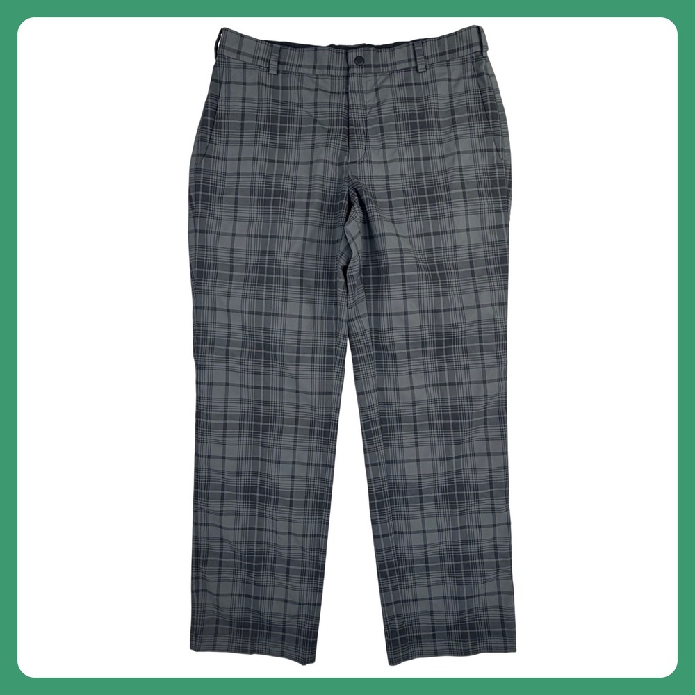 Nike Golf Tour Performance Pants Men 34x32 Gray Plaid Dri-FIT